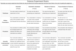 science experiment rubric image