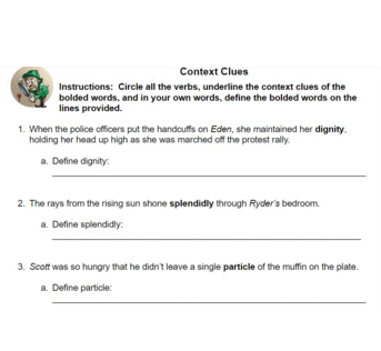 context clues 3rd grade worksheet