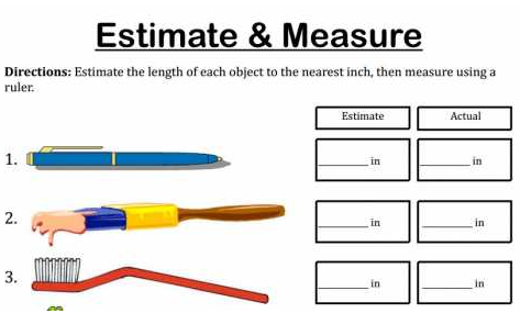 Estimate and Measure the Length of Objects Worksheet image