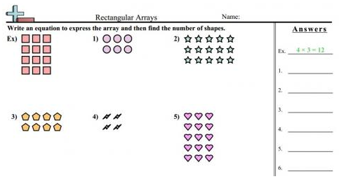 Arrays to Equations Worksheet image