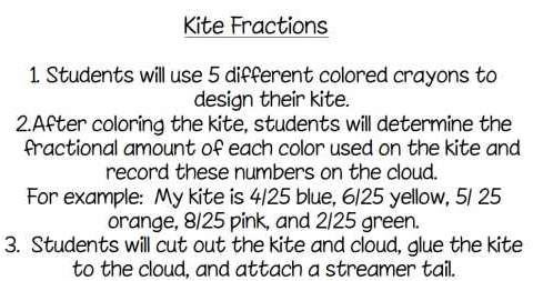 Kite fractions worksheet image