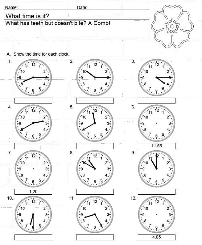What time is it worksheet image