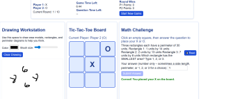 area and perimeter tic tac toe game.