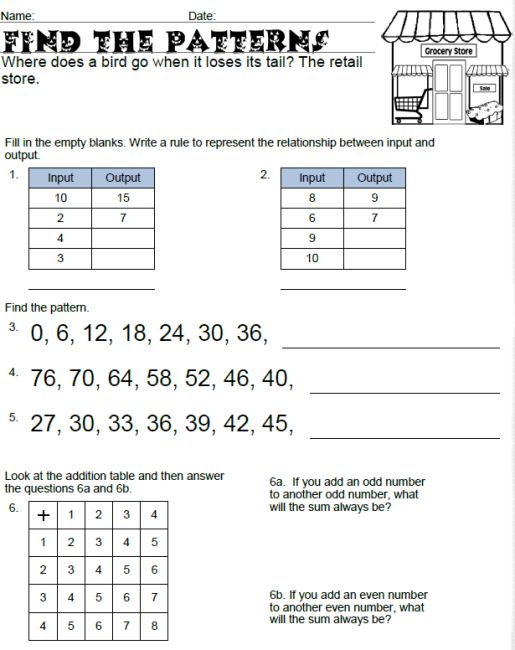 Find the Patterns Worksheet | EducationalResource.org