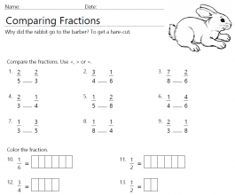 3rd grade comparing fractions worksheet image