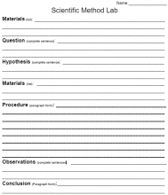 scientific method lab sheet