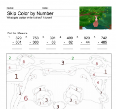 color by number 3 digit subtraction image
