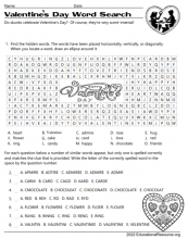 Valentine's Vocabulary Word Search and Spelling Activity