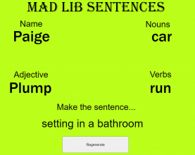 mad lib sentences