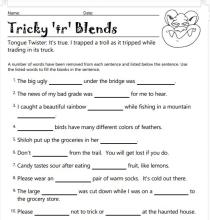 Tricky tr blends cloze reading worksheet image