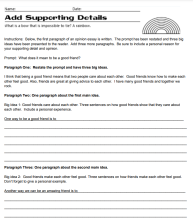 practice writing supporting details