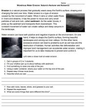 water erosion lab and reading passage image