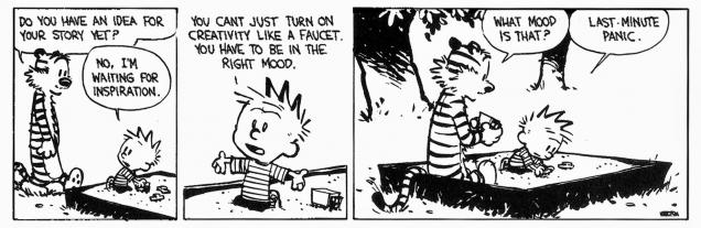 Calvin and Hobbs waiting for inspiration.
