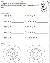 multiples of 10 worksheet preview image