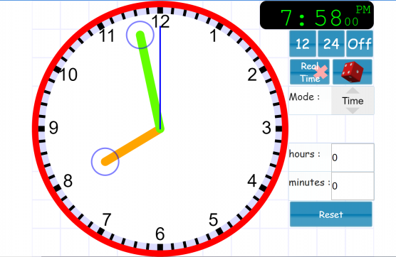 Smartboard friendly analogue clock.