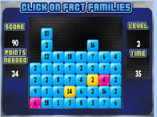 Blockbuster math facts game image