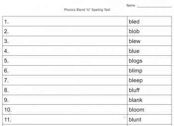 "bl" blend phonics spelling test image
