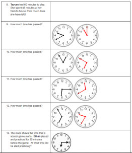 Elapsed time practice worksheet image