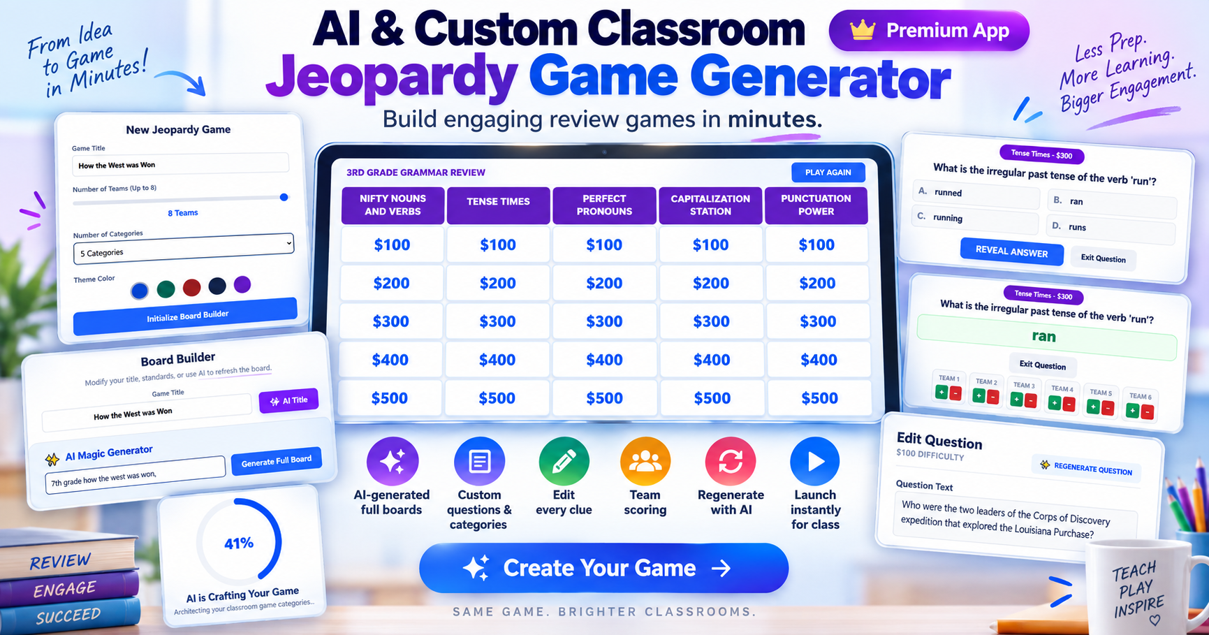 AI and Custom Classroom Jeopardy Game Generator--Premium
