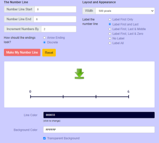 Custom Number Line Generator for Math Worksheets and Presentations