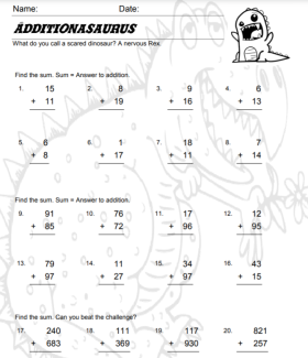 Additionasaurus 2 adding 10s and hundreds
