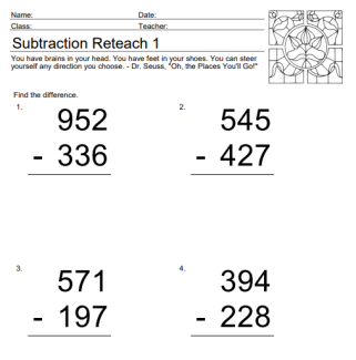 Triple Digit Subtraction Check for Understanding