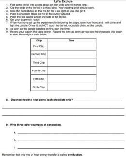 transfer heat through conduction worksheet