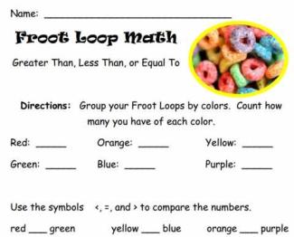 Comparing numbers using Fruit Loops Activity