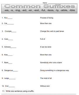 common suffixes worksheet