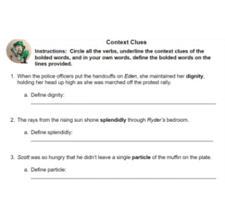 Context Clues Worksheet