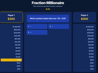 Fraction Millionaire Comparing and Finding Equivalent Fractions Game