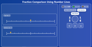 Fraction Comparison on Number Lines Speed Game