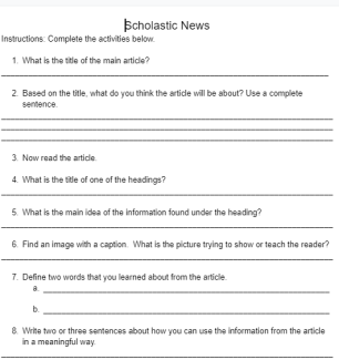 Click here to access the Scholastic News supplement worksheet.