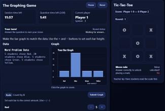 Tic tac toe graphing game