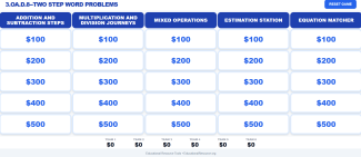 two step word problems jeopardy game