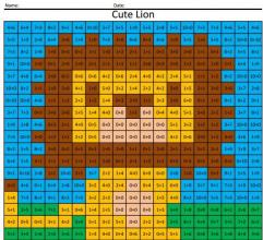 Simple Addition Color by Number Lion Worksheet