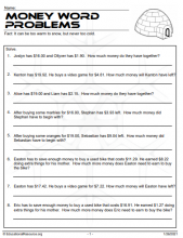 Money Word Problems 3rd grade worksheet image