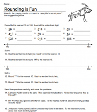 third grade rounding numbers is fun worksheet image