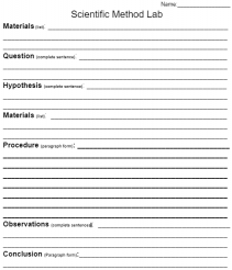 scientific method lab sheet