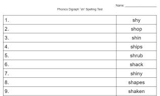 digraph sh spelling test images