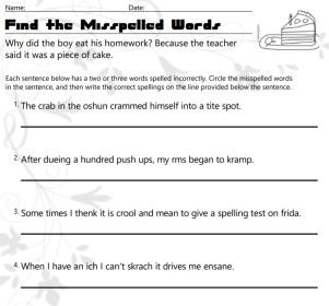 find the misspelled vocabulary words Worksheet image