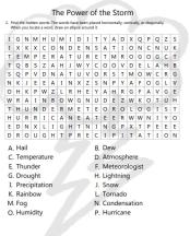 Power of the Storm Word Search Worksheet