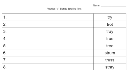 tr blend spelling test