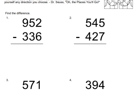 Triple Digit Subtraction Check for Understanding