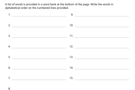 Alphabetical order practice