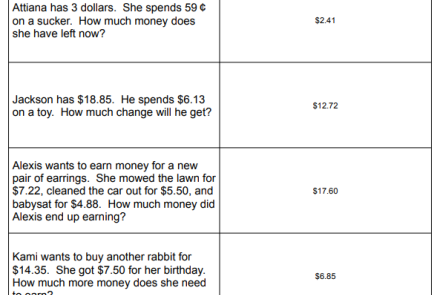 money word problem relay 
