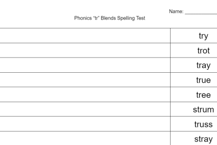 Phonics 'tr' Blend Spelling Test