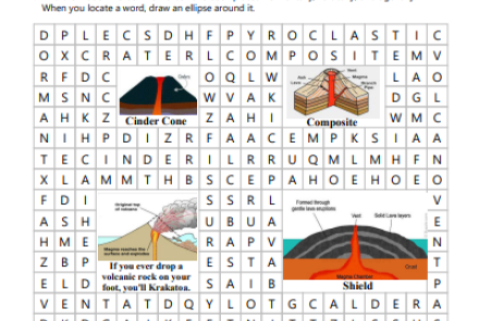 Volcano Vocabulary Word Search and Crossword