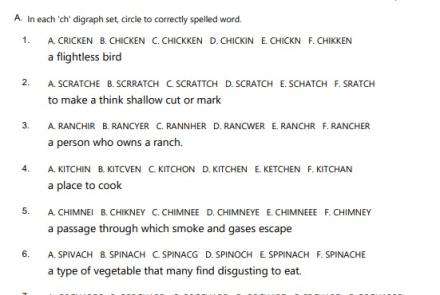 Digraph 'ch' Phonics Spelling Test image