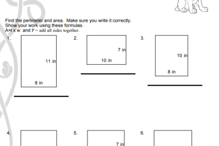 3rd Grade Perimeter and Area Worksheet